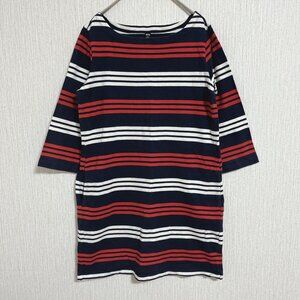 Grofi Striped 3/4 Sleeve Tunic Size L Navy/ Red